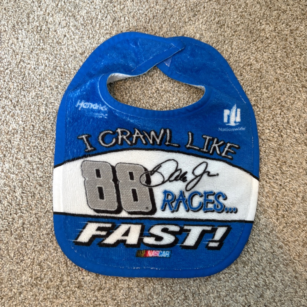 NASCAR Racecar #88 Baby Bib Blue White Dale Earnhardt Jr.